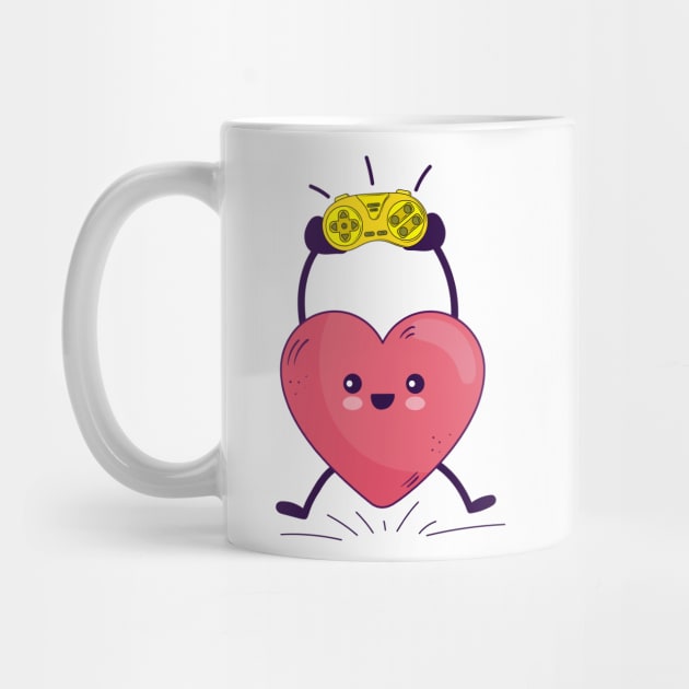 Funny Heart Gaming Valentines Day Men Women Boys Girl Gamer by jexershirts